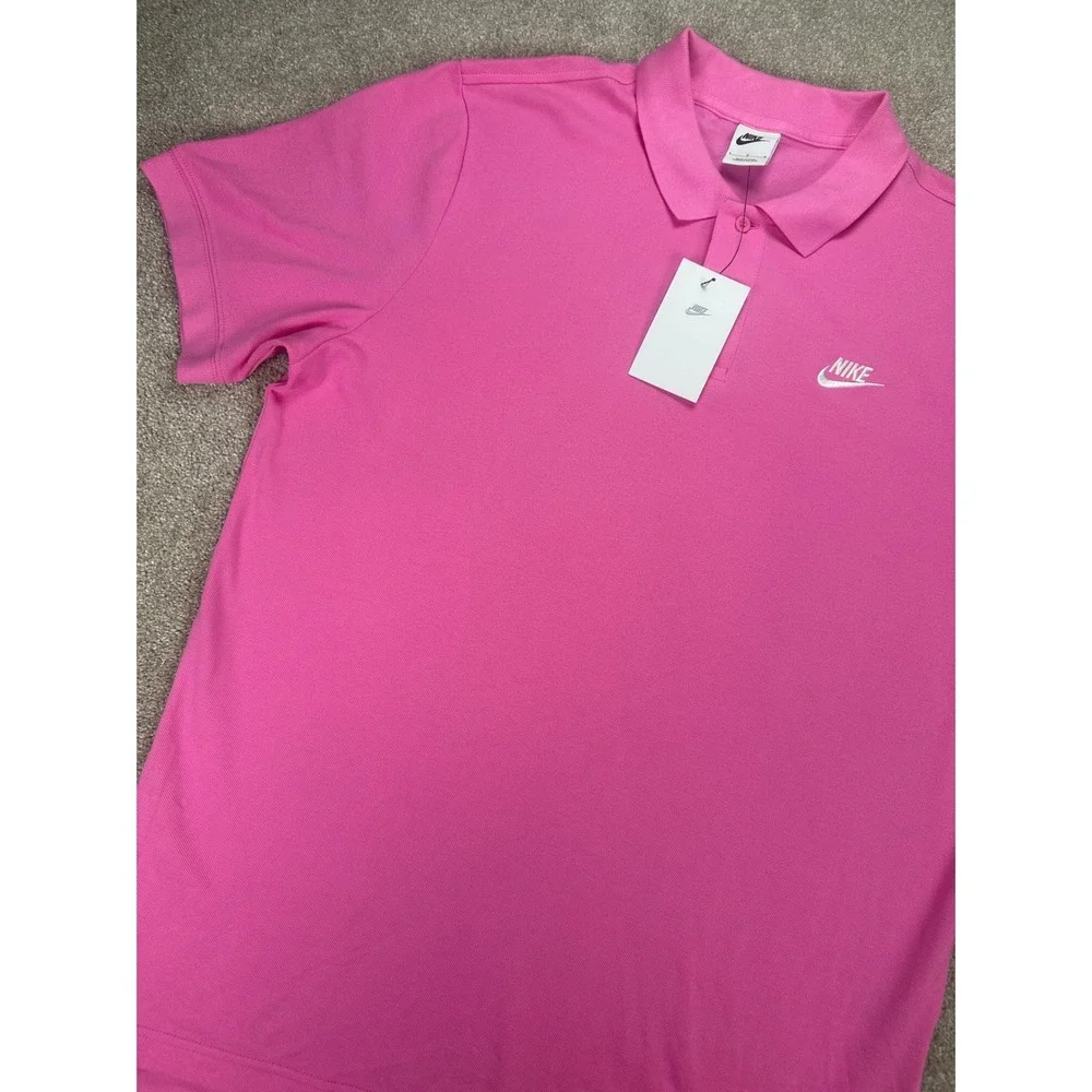 Nike Mens Polo Shirt Pink Cotton Blend Casual Everyday Top Large New‎ Preppy LG
